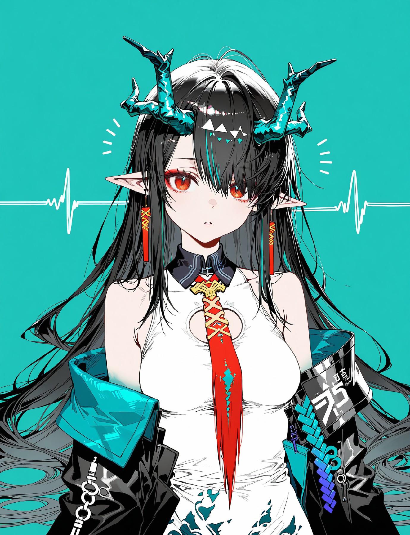 明日方舟夕 帅气龙娘精致二次元插画