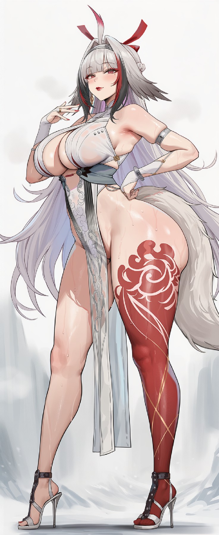 白发红角国风美人，服饰细节拉满超吸睛