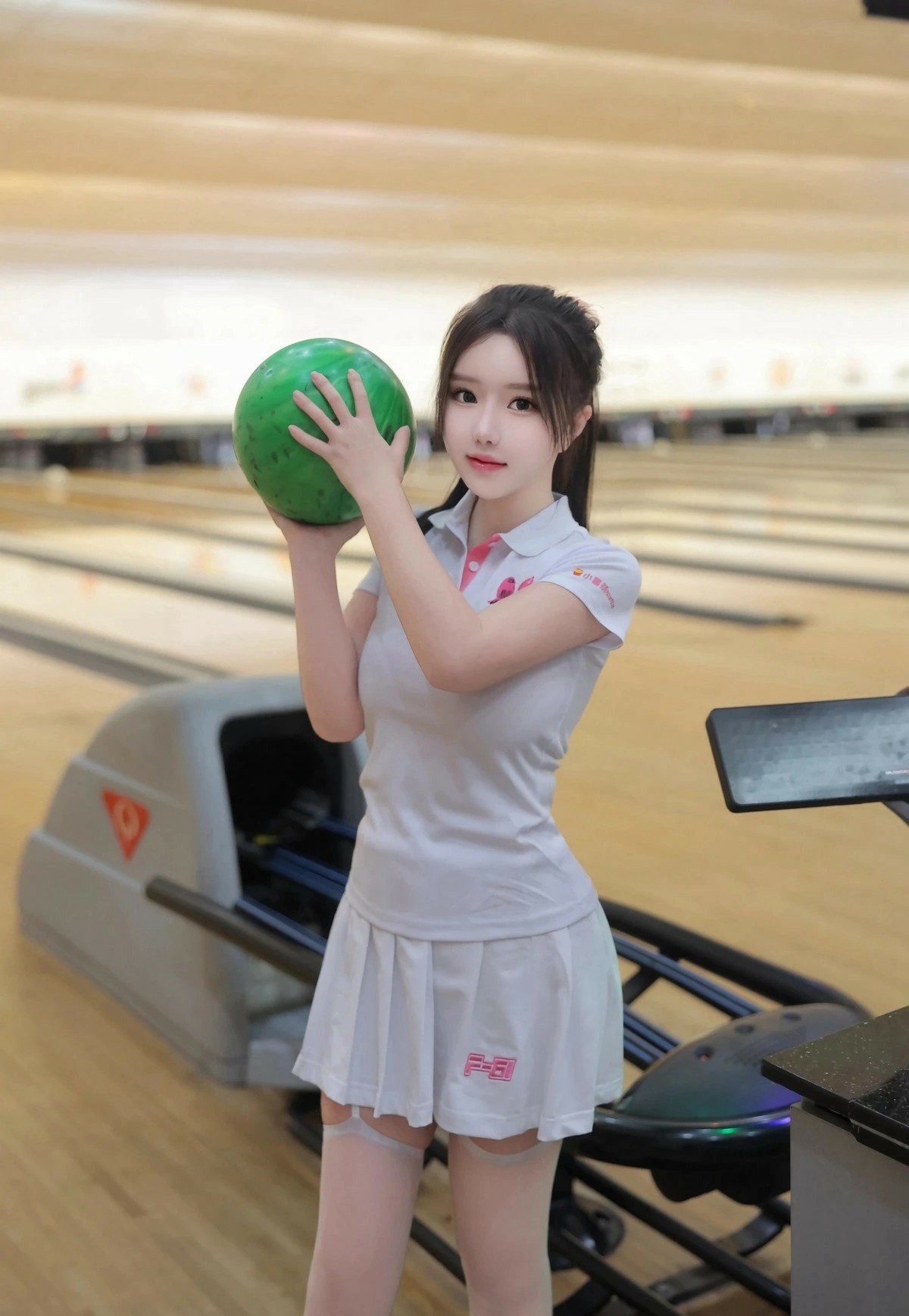 保龄球馆休闲随拍 活力运动风穿搭展示