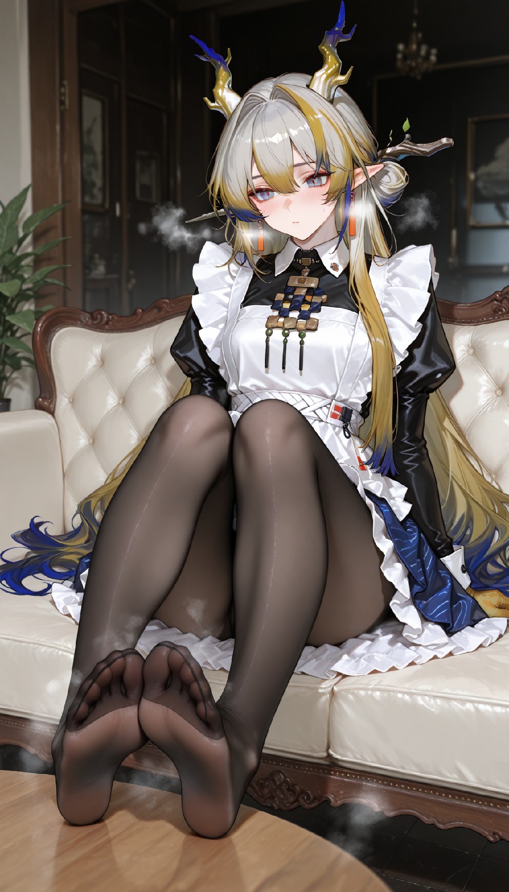 龙角女仆二次元角色精致插画