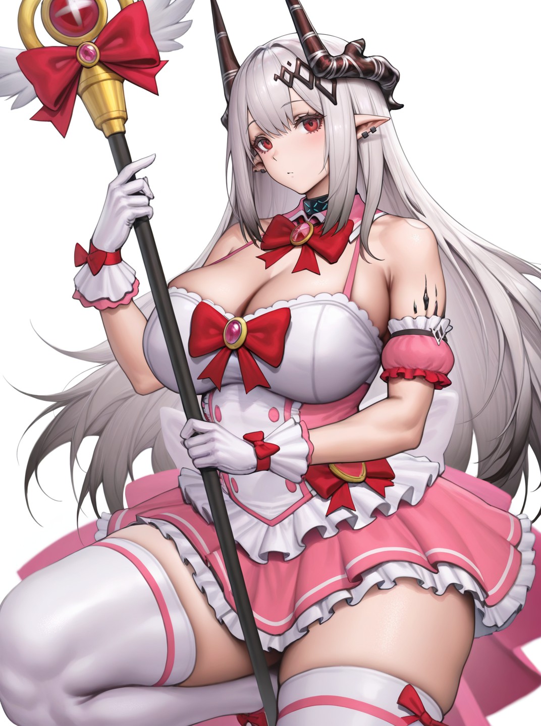 粉白女仆风角娘 手持法杖超吸睛