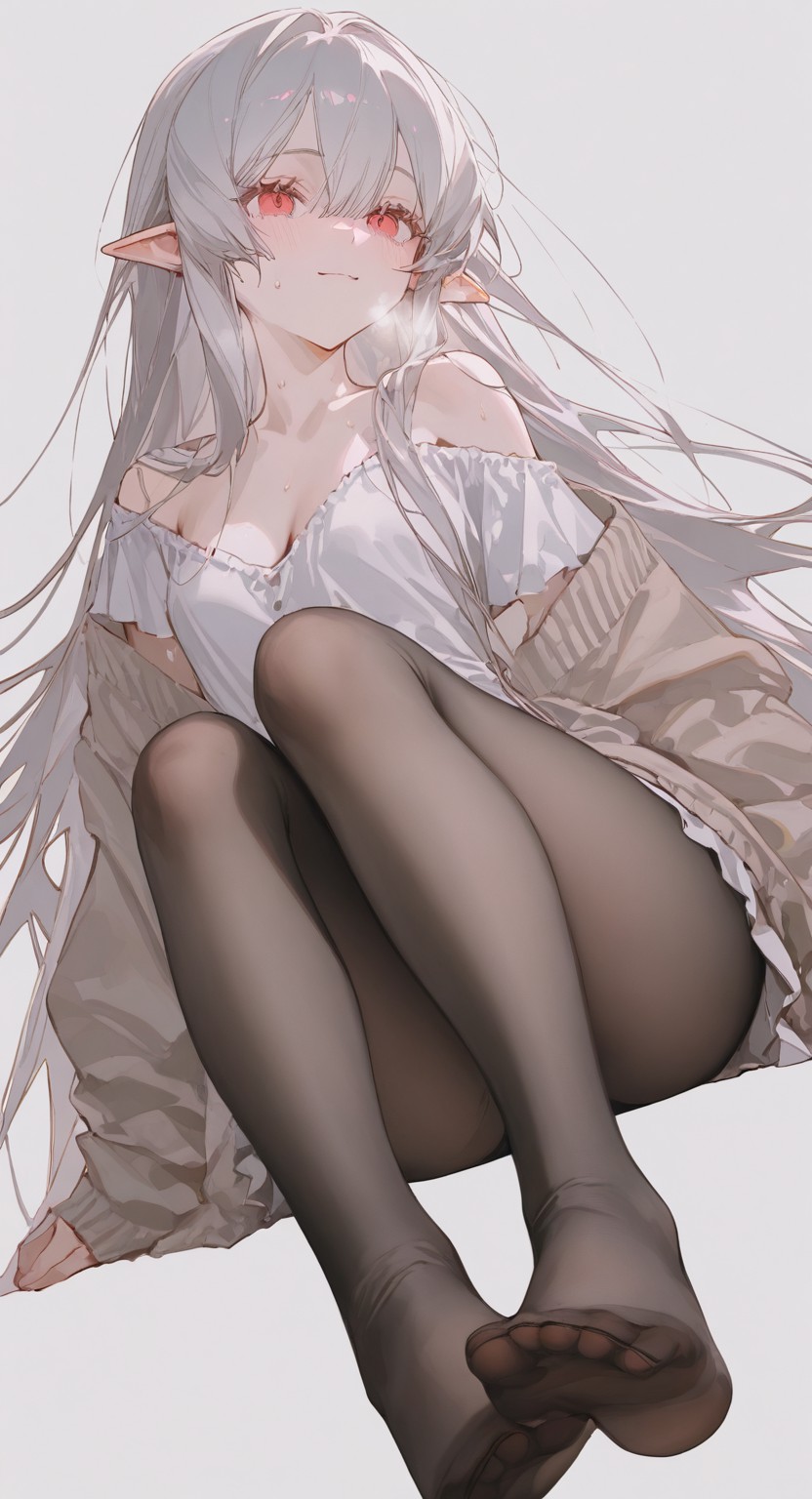 银发精灵耳少女的温柔慵懒风