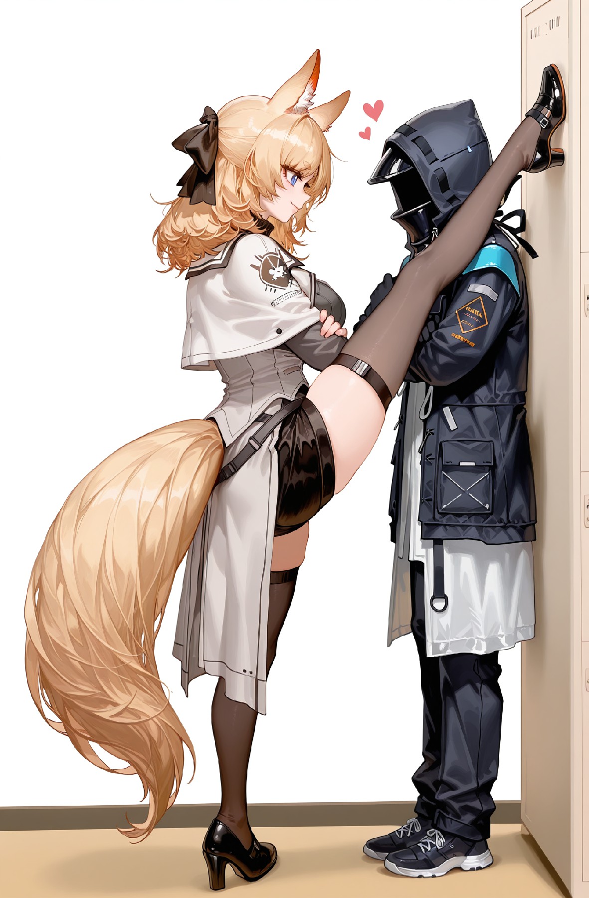 狐耳少女与神秘角色的亲密互动瞬间