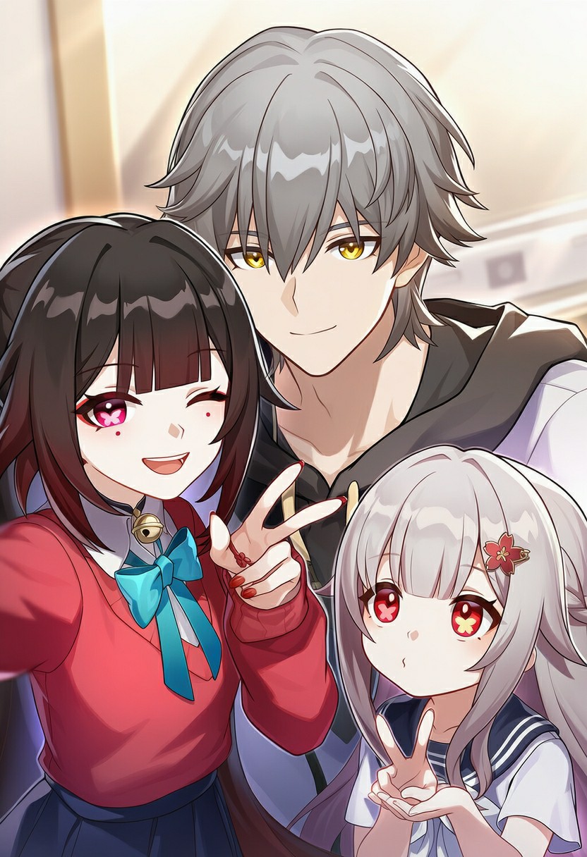 星穹铁道三人组温馨自拍，氛围拉满超级暖心