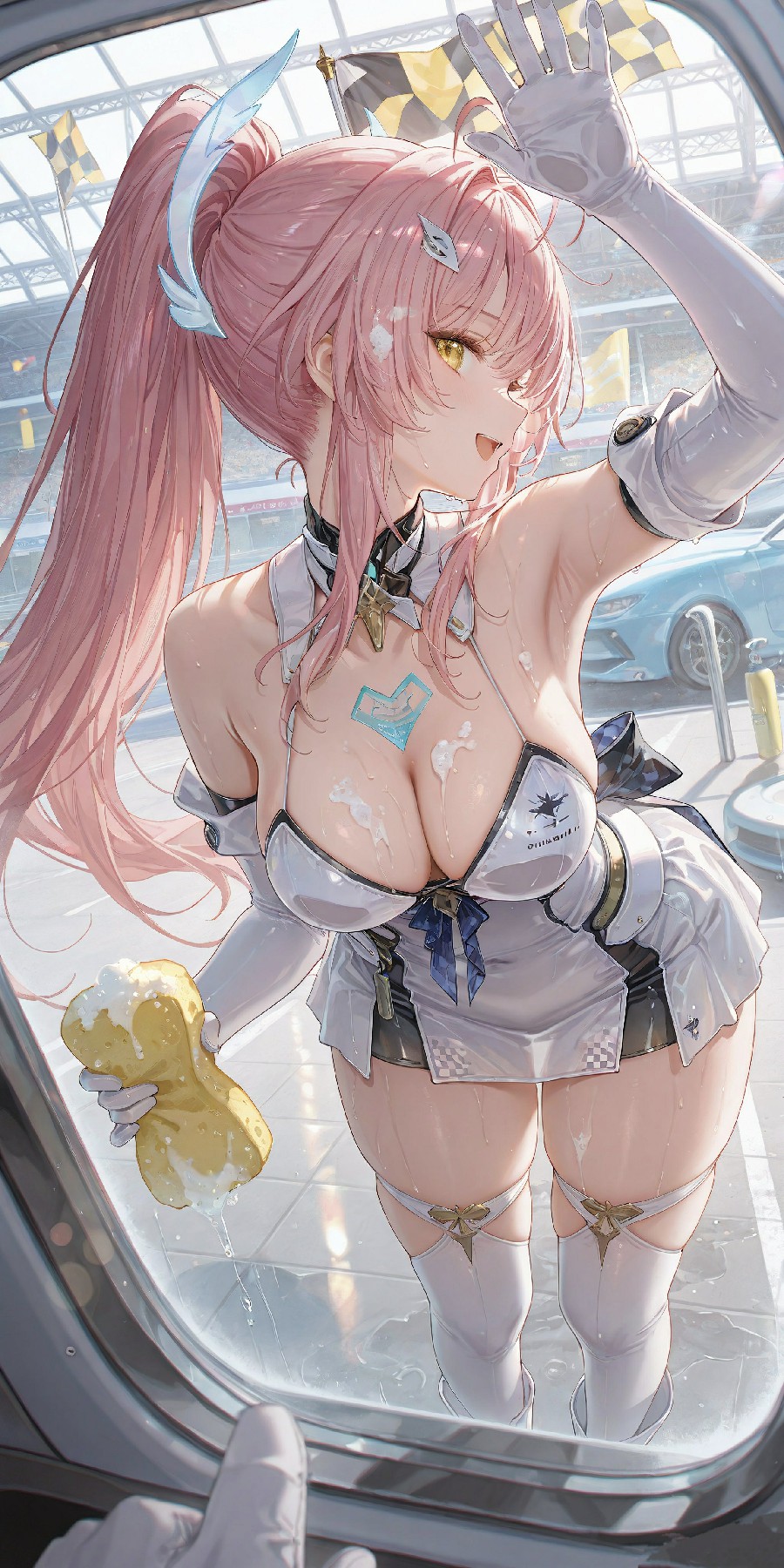 粉发赛车娘的夏日清凉性感瞬间