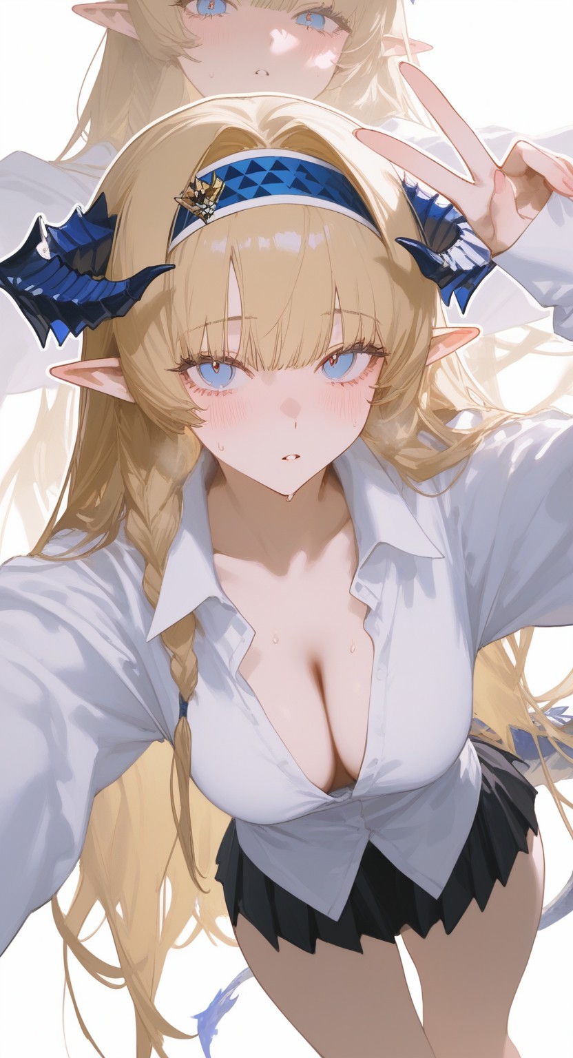 金发龙耳少女学院风自拍氛围感拉满