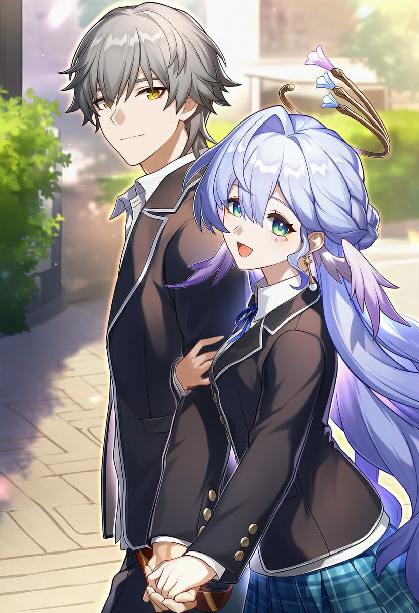 校园校服情侣的甜蜜互动瞬间