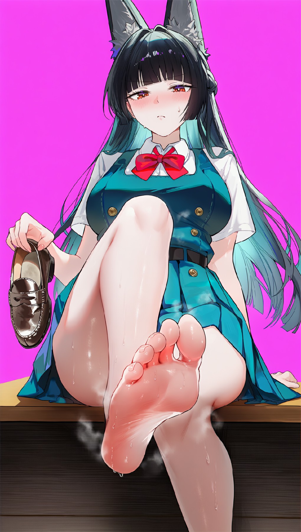 兽耳JK少女的蒸汽足部特写