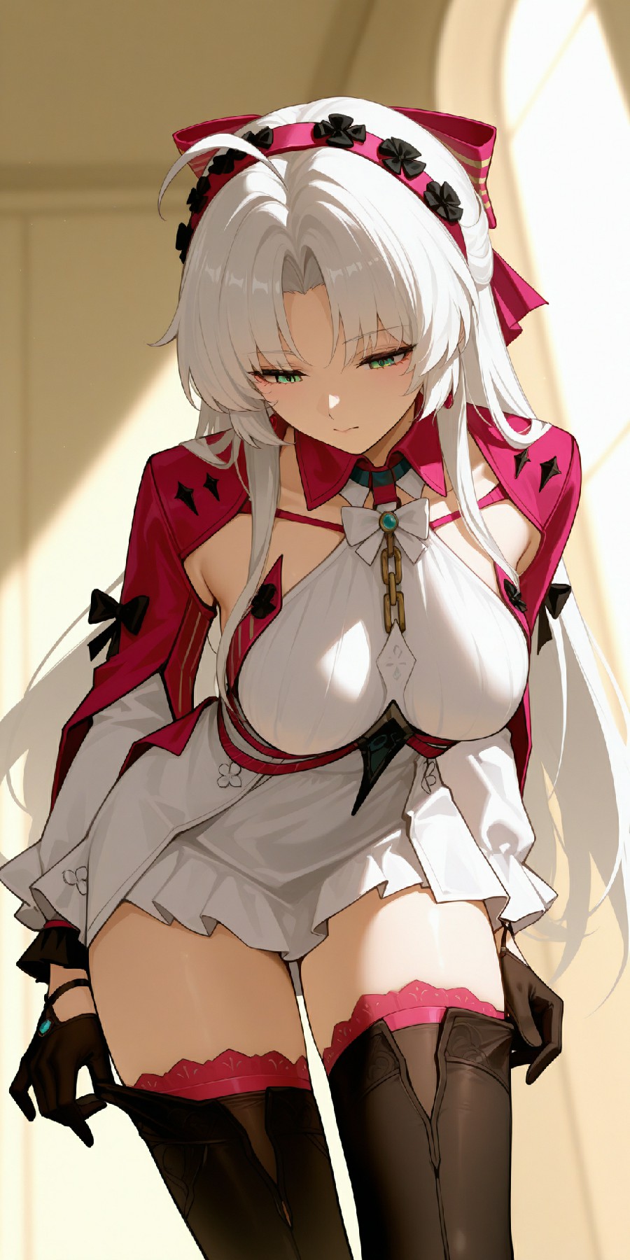 暖光里的银发美人,冷艳神情氛围感拉满