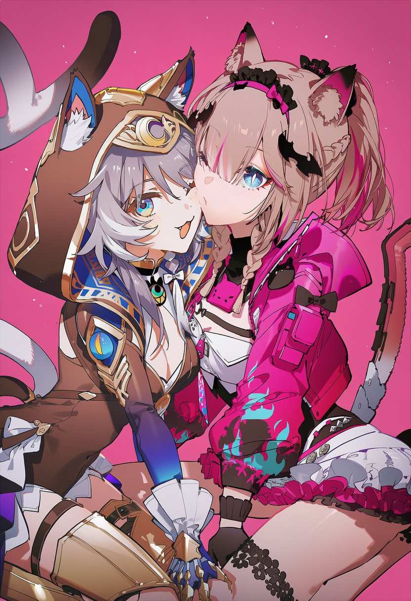 粉系猫耳少女的超甜互动瞬间