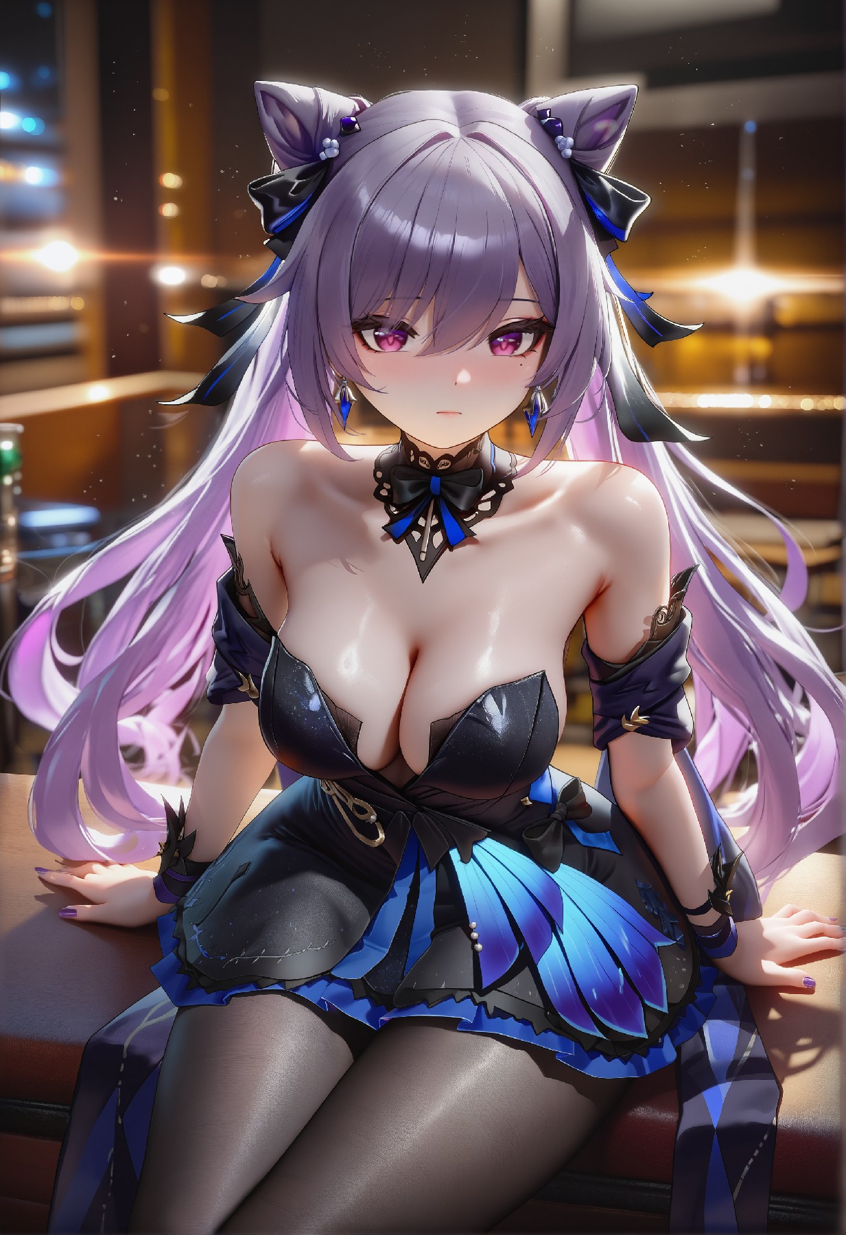 梦幻紫发二次元美少女的魅力时刻