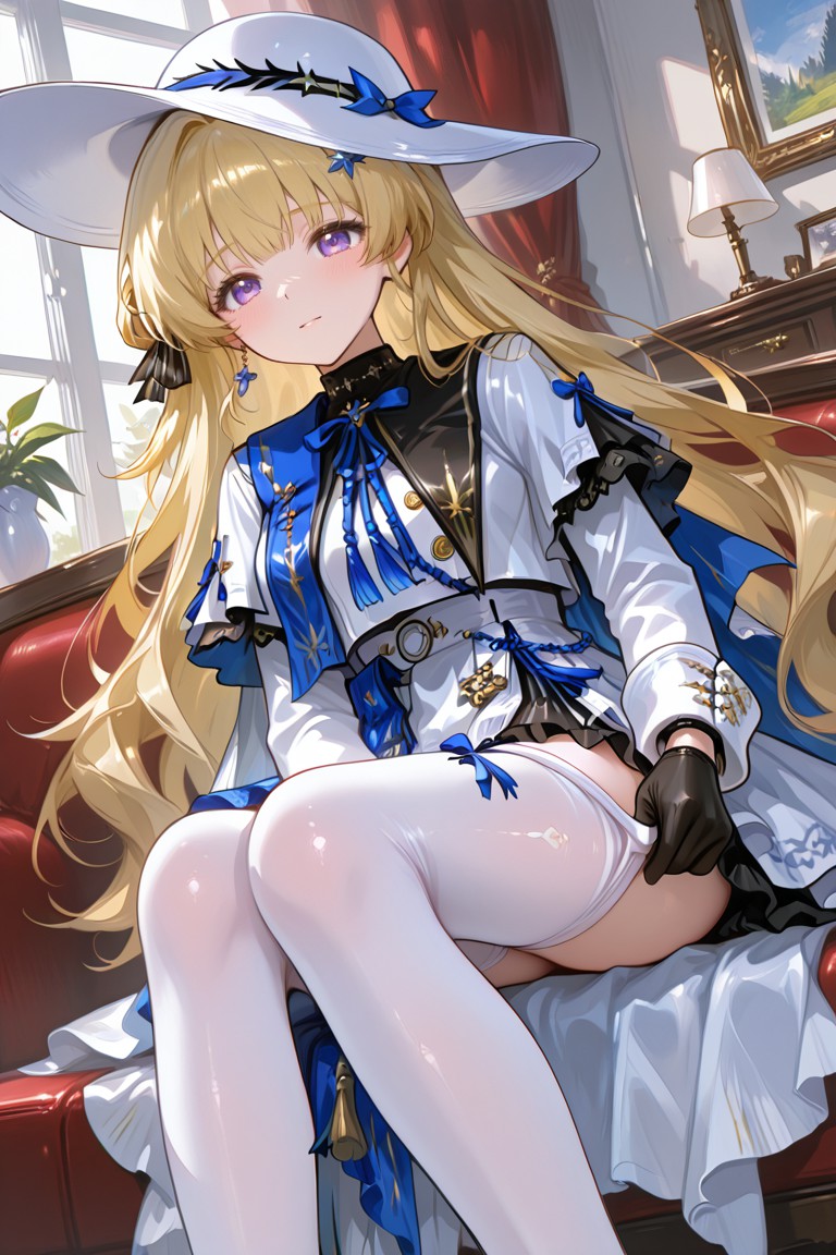 白丝华服二次元少女的优雅姿态