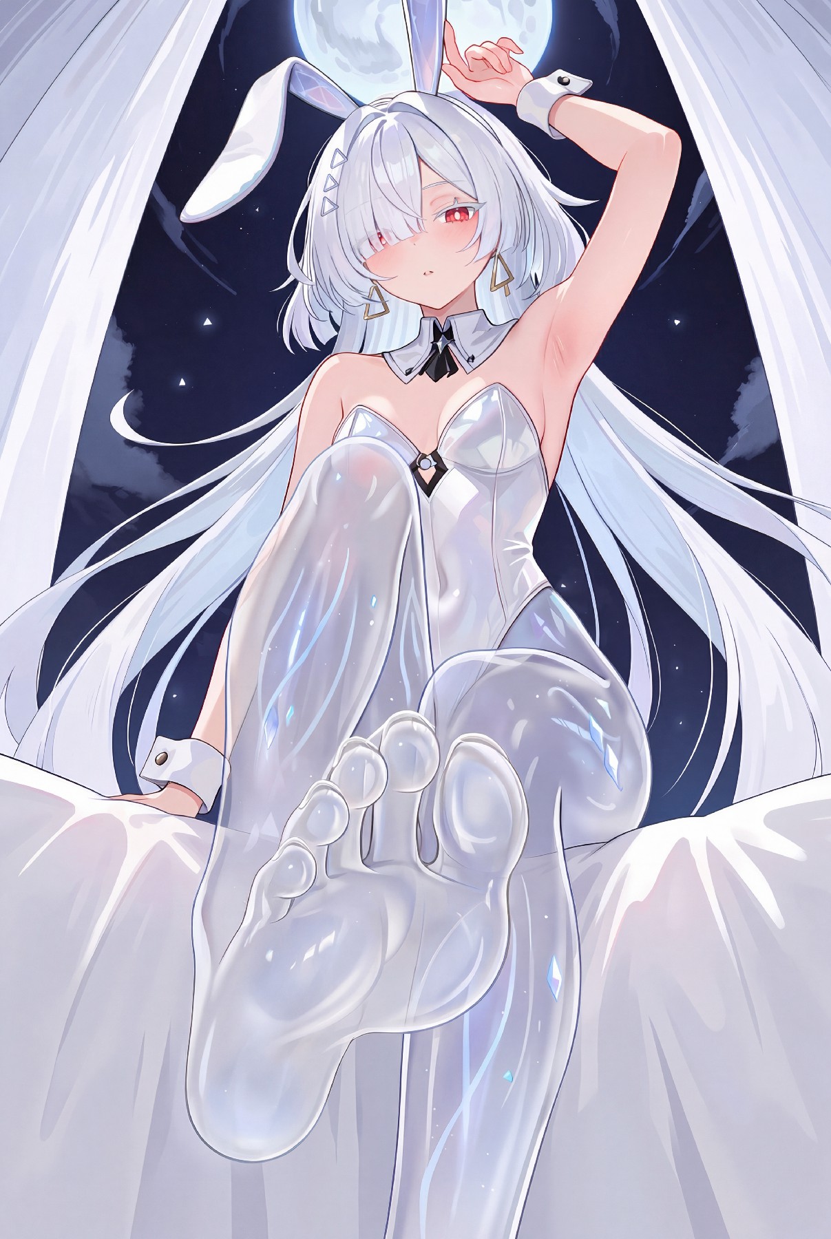 月光下的银白兔女郎二次元美少女