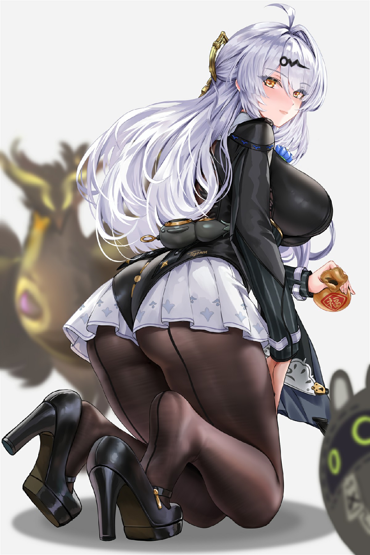 二次元银发少女同人 黑丝造型氛围感拉满