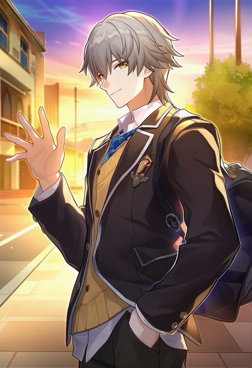 黄昏下的校草学长，少年感爆棚