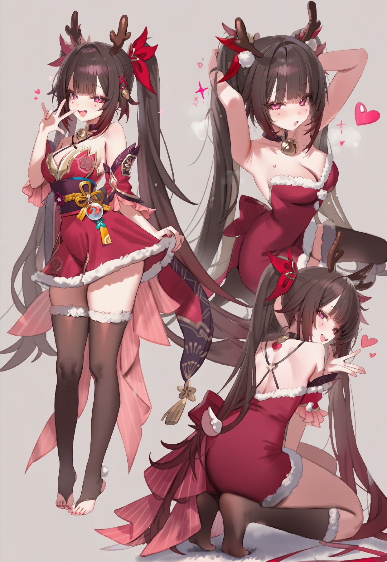 萌系鹿角少女的节日风造型集合